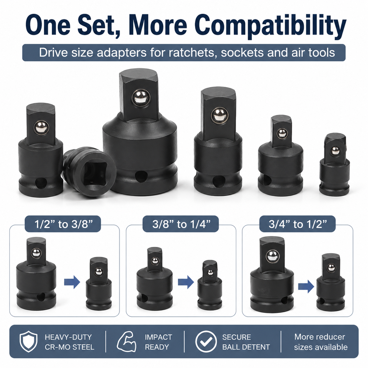 Socket Adapter Reducer Set 1/2 - Pneumatic Impact Wrench recensie en prijs