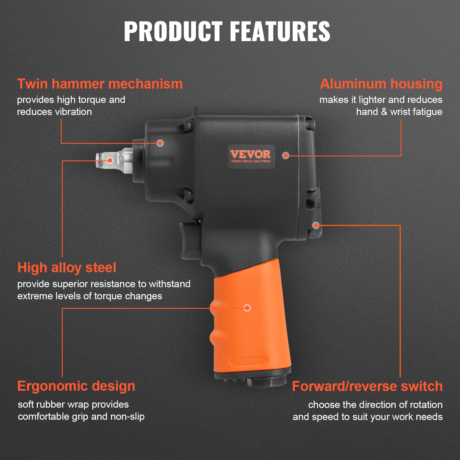 Air Impact Wrench, 3/8-Inch Dr - Pneumatic Impact Wrench recensie en prijs